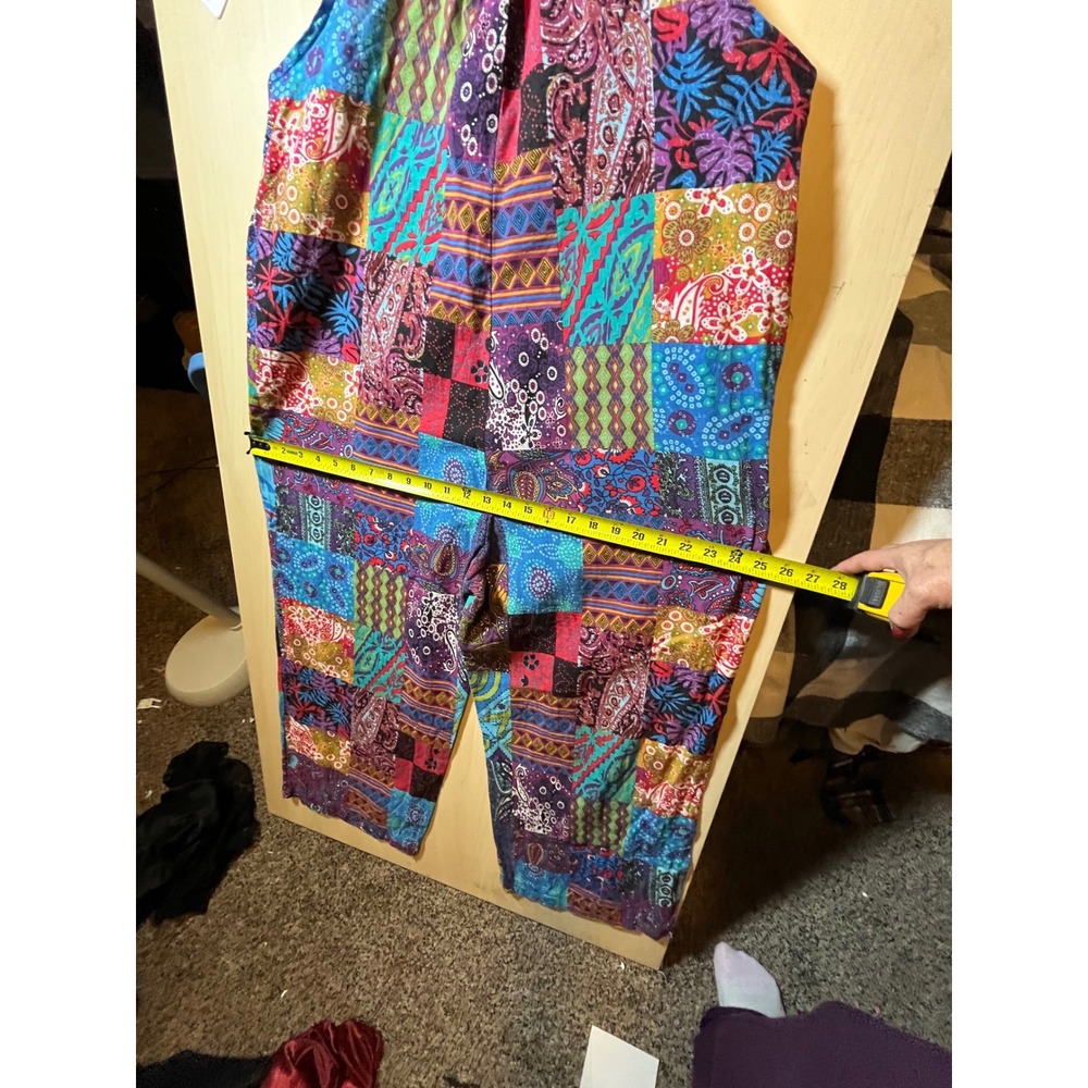 Boho Patchwork Overalls Multicolor Eclectic Wide … - image 5